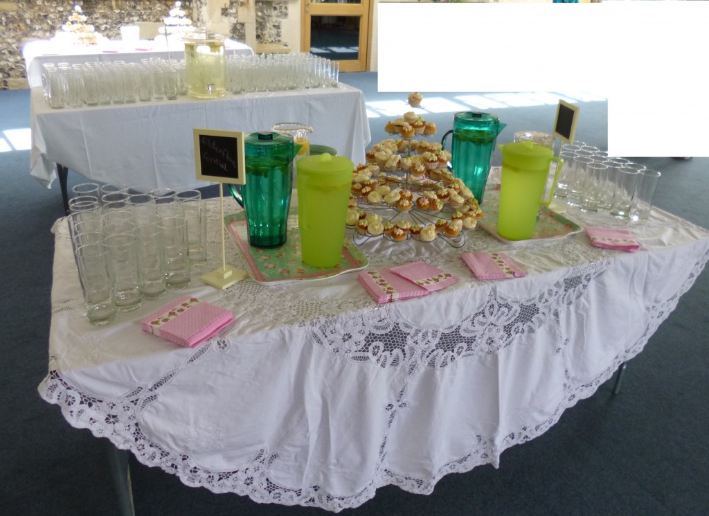 Drinks, glasses and cakes - all ready.