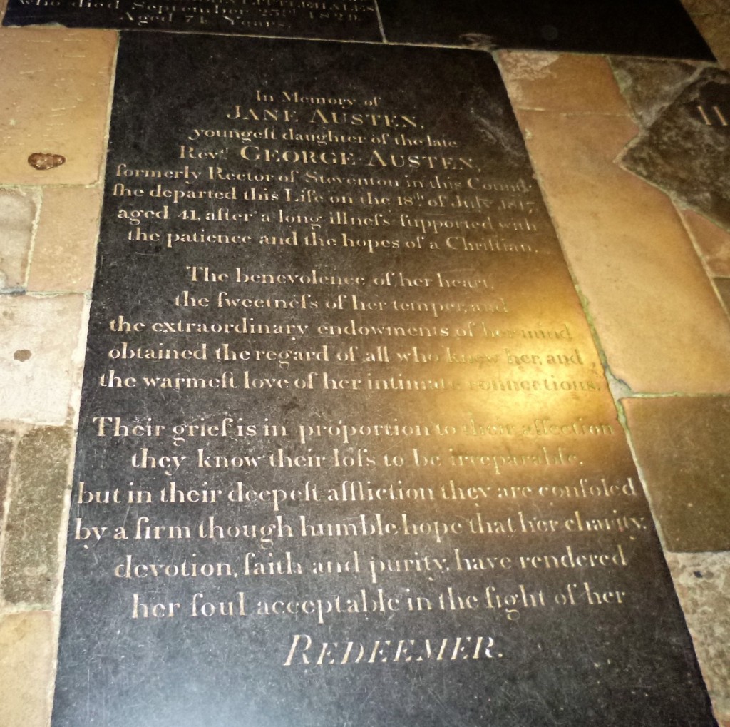 Memorial sone over jane Austen's tomb