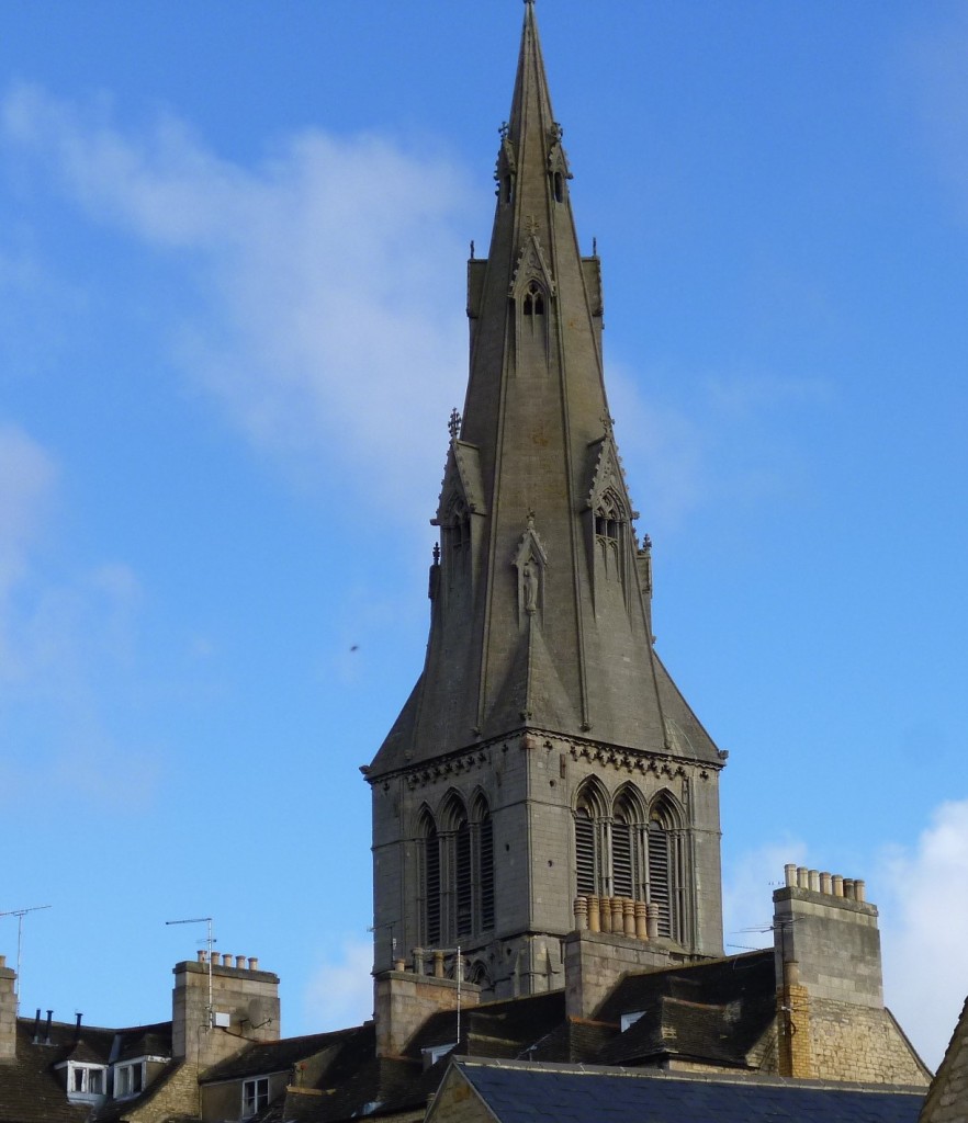 The most prominent church in the town - I can't even remember its name now, let alone the details of the spire added on to the tower - an early example of this?